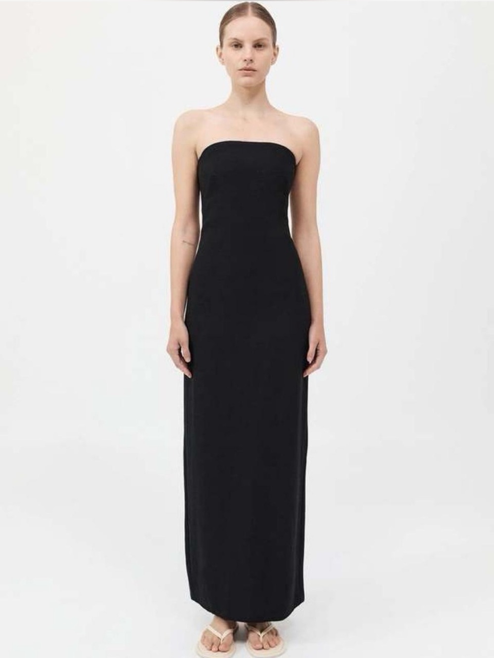 St. Agni Strapless Black Column Gown